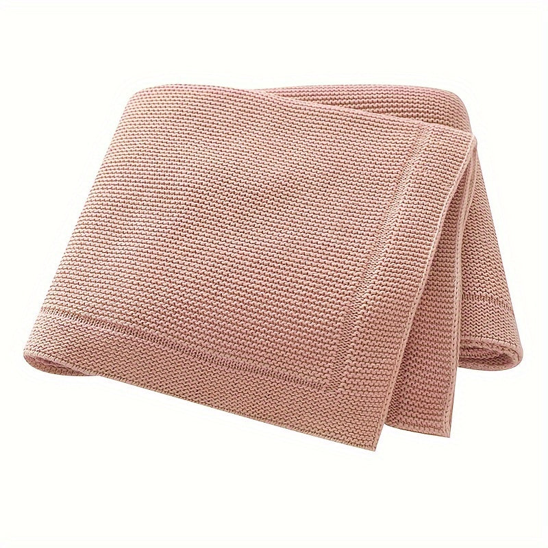 Weiche Baumwollstrickswaddle-Decke - Einfarbig, Geometrisches Muster, Perfekt für Verschiedene Anlässe