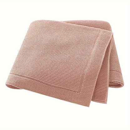 Weiche Baumwollstrickswaddle-Decke - Einfarbig, Geometrisches Muster, Perfekt für Verschiedene Anlässe