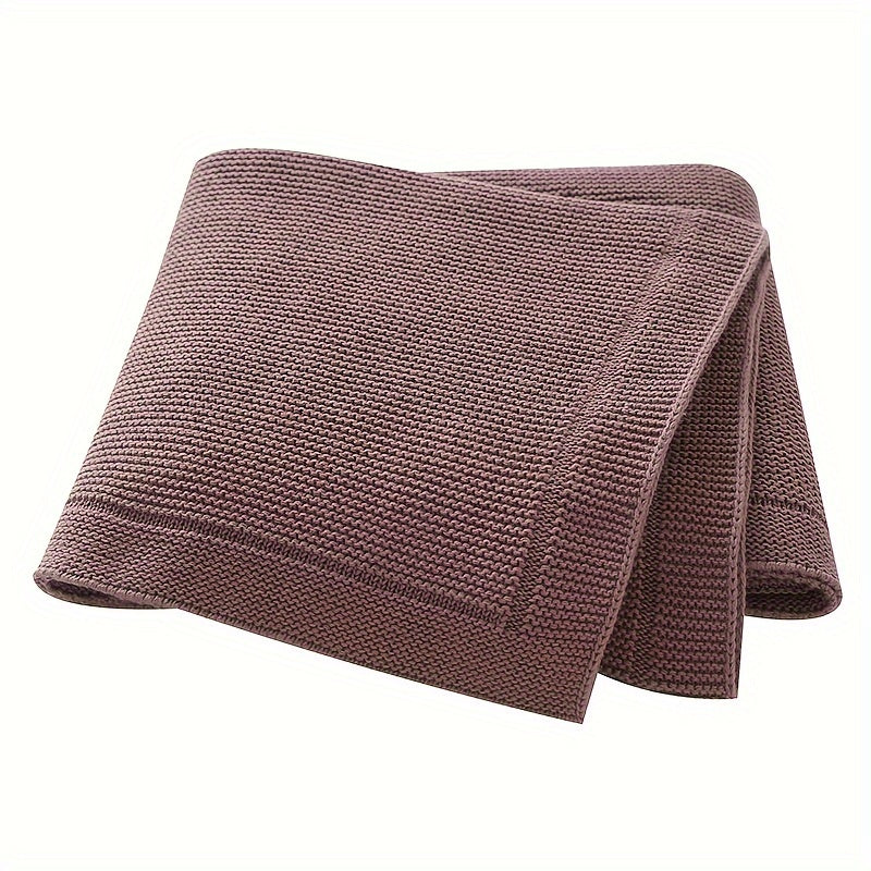 Weiche Baumwollstrickswaddle-Decke - Einfarbig, Geometrisches Muster, Perfekt für Verschiedene Anlässe