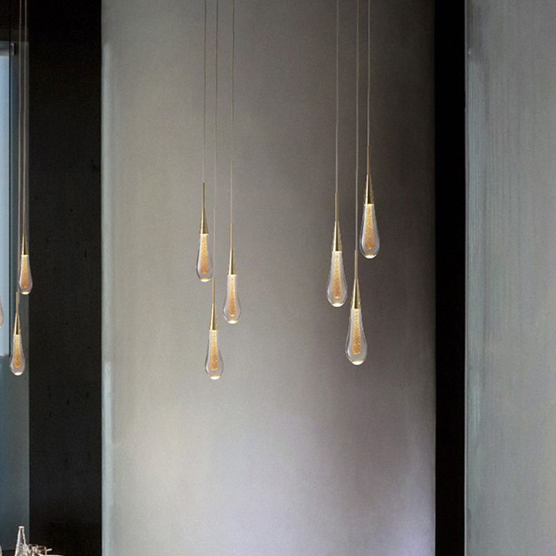 GoldenGlow | Elegante LED Pendelleuchte Tropfenform Gold – Kristall/Metall für Schlafzimmer | 1/3/5-flammig