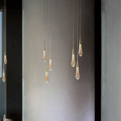GoldenGlow | Elegante LED Pendelleuchte Tropfenform Gold – Kristall/Metall für Schlafzimmer | 1/3/5-flammig