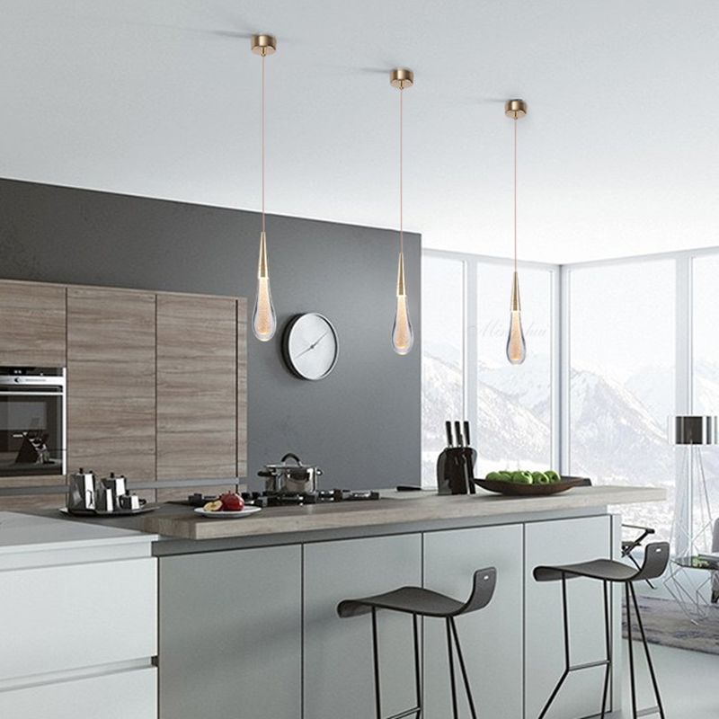 GoldenGlow | Elegante LED Pendelleuchte Tropfenform Gold – Kristall/Metall für Schlafzimmer | 1/3/5-flammig