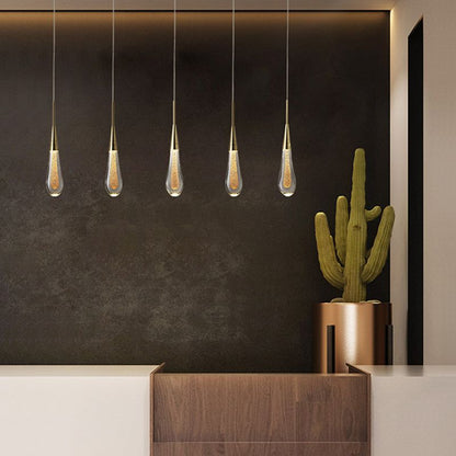 GoldenGlow | Elegante LED Pendelleuchte Tropfenform Gold – Kristall/Metall für Schlafzimmer | 1/3/5-flammig