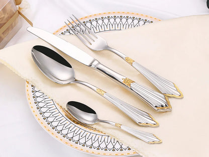 Aurivio | Besteckset – Vergoldetes Edelstahl-Besteck mit elegantem, modernem Design