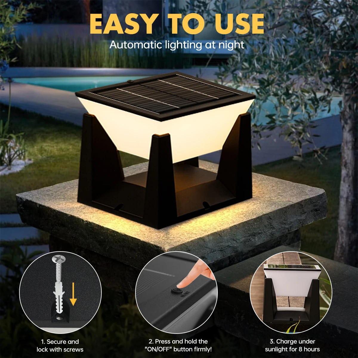 SolaroGlow | Solar Außenleuchte mit IP65 Schutz & Sensor aus Edelstahl für Garten & Wege