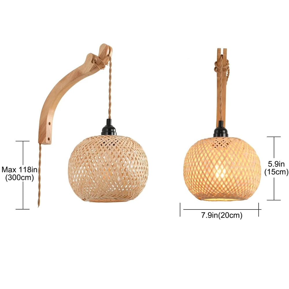 Rattano | Wandleuchte – Retro Rattan Design für Innenräume