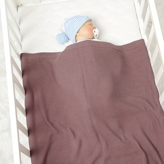 Weiche Baumwollstrickswaddle-Decke - Einfarbig, Geometrisches Muster, Perfekt für Verschiedene Anlässe