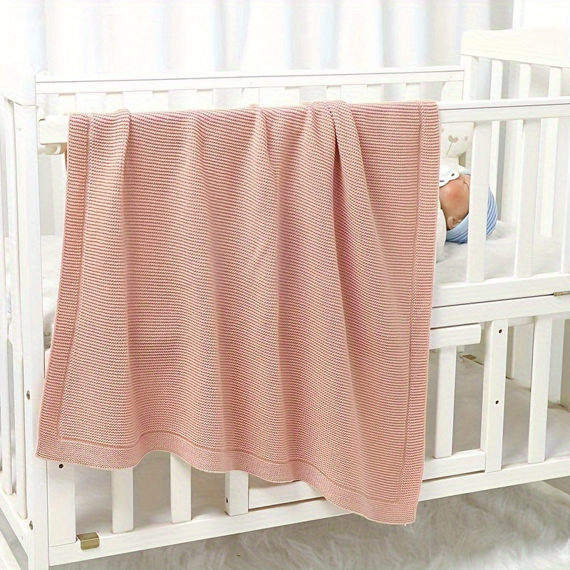 Weiche Baumwollstrickswaddle-Decke - Einfarbig, Geometrisches Muster, Perfekt für Verschiedene Anlässe