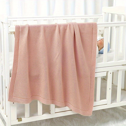 Weiche Baumwollstrickswaddle-Decke - Einfarbig, Geometrisches Muster, Perfekt für Verschiedene Anlässe