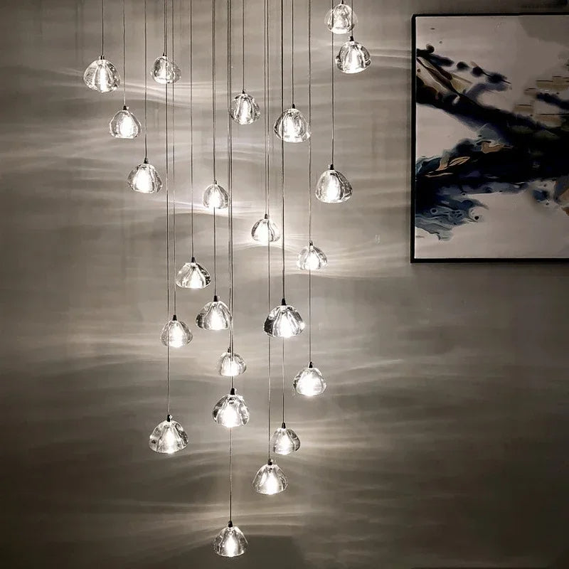 Cernobbio | Kristallpendelleuchte – Moderne LED-Hängeleuchte mit Edelstahl & Klarglas, Warm/Kaltlicht