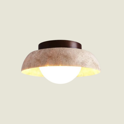 Solvessa | Moderne LED Deckenleuchte aus Acryl und Travertin für Schlafzimmer und Wohnbereich (4W)