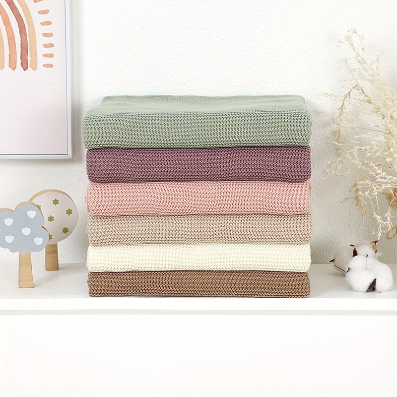 Weiche Baumwollstrickswaddle-Decke - Einfarbig, Geometrisches Muster, Perfekt für Verschiedene Anlässe