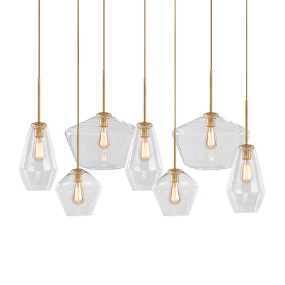 GeoCluster | 7-Licht Cluster Klarglas-Pendelleuchte