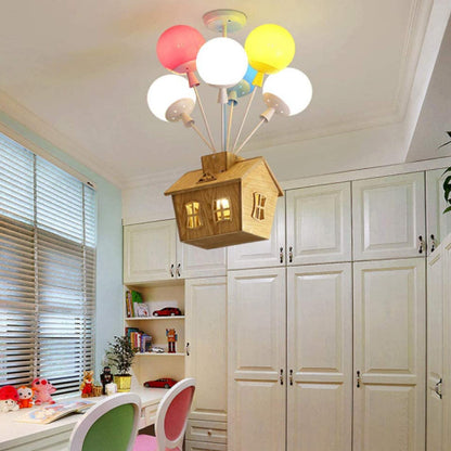 HolzZauber | Kinderzimmer- LED Deckenleuchte – Dimm­bare mit Fernbedienung, im Ballon-Design