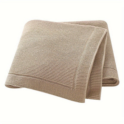 Weiche Baumwollstrickswaddle-Decke - Einfarbig, Geometrisches Muster, Perfekt für Verschiedene Anlässe