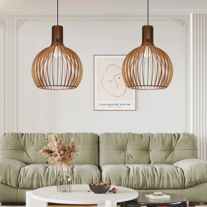 HimmlischeLeuchte | Deckenlampe – Elegante Schwarze LED-Hängeleuchte aus Holz