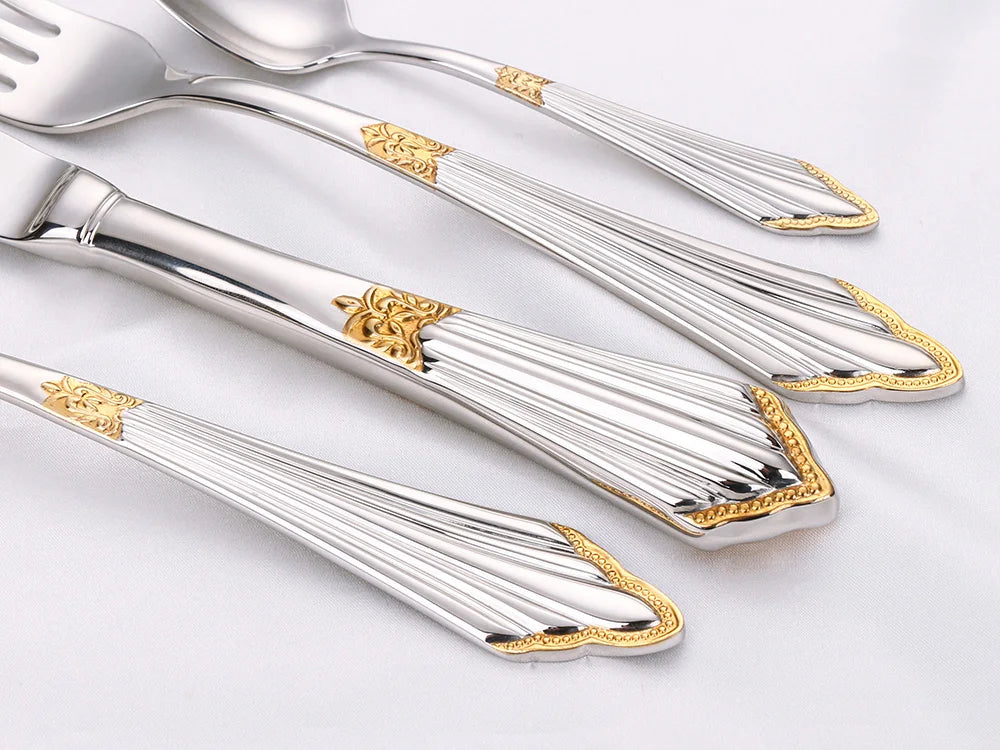 Aurivio | Besteckset – Vergoldetes Edelstahl-Besteck mit elegantem, modernem Design