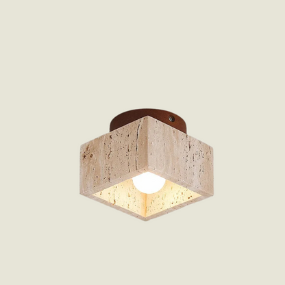 Solvessa | Moderne LED Deckenleuchte aus Acryl und Travertin für Schlafzimmer und Wohnbereich (4W)