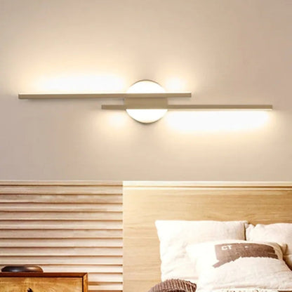LichtFlair | Modern LED Wandleuchte Twin Linear Schwarz/Weiß Metall Schlafzimmer