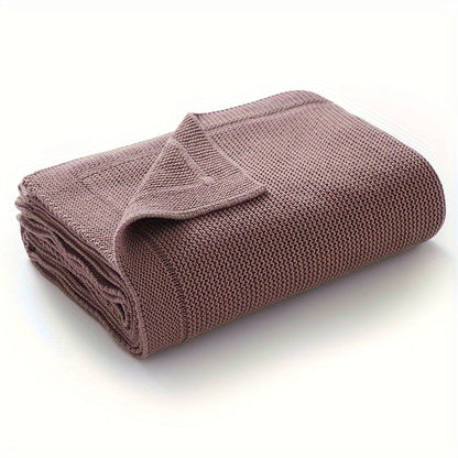 Weiche Baumwollstrickswaddle-Decke - Einfarbig, Geometrisches Muster, Perfekt für Verschiedene Anlässe