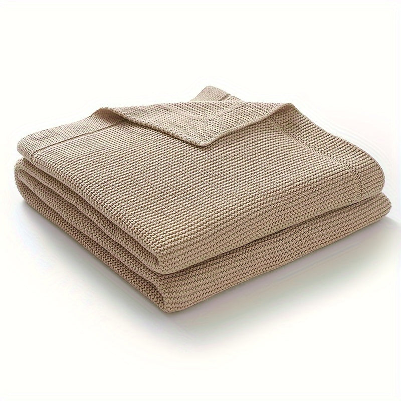 Weiche Baumwollstrickswaddle-Decke - Einfarbig, Geometrisches Muster, Perfekt für Verschiedene Anlässe