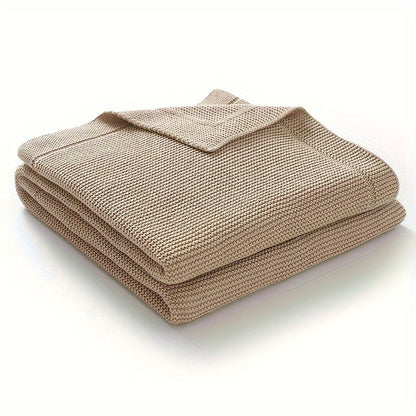Weiche Baumwollstrickswaddle-Decke - Einfarbig, Geometrisches Muster, Perfekt für Verschiedene Anlässe
