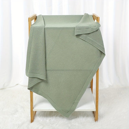 Weiche Baumwollstrickswaddle-Decke - Einfarbig, Geometrisches Muster, Perfekt für Verschiedene Anlässe