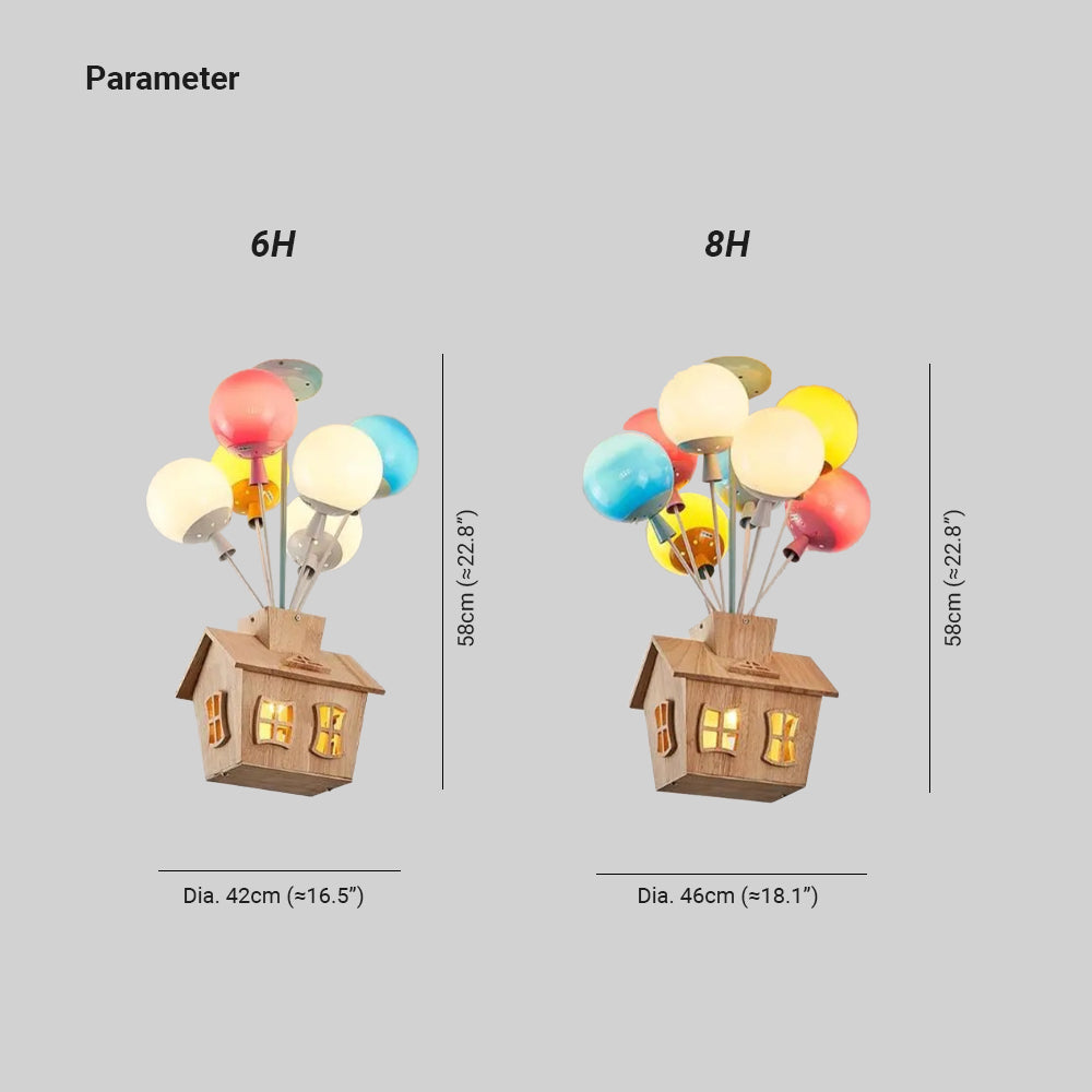 HolzZauber | Kinderzimmer- LED Deckenleuchte – Dimm­bare mit Fernbedienung, im Ballon-Design