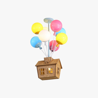 HolzZauber | Kinderzimmer- LED Deckenleuchte – Dimm­bare mit Fernbedienung, im Ballon-Design