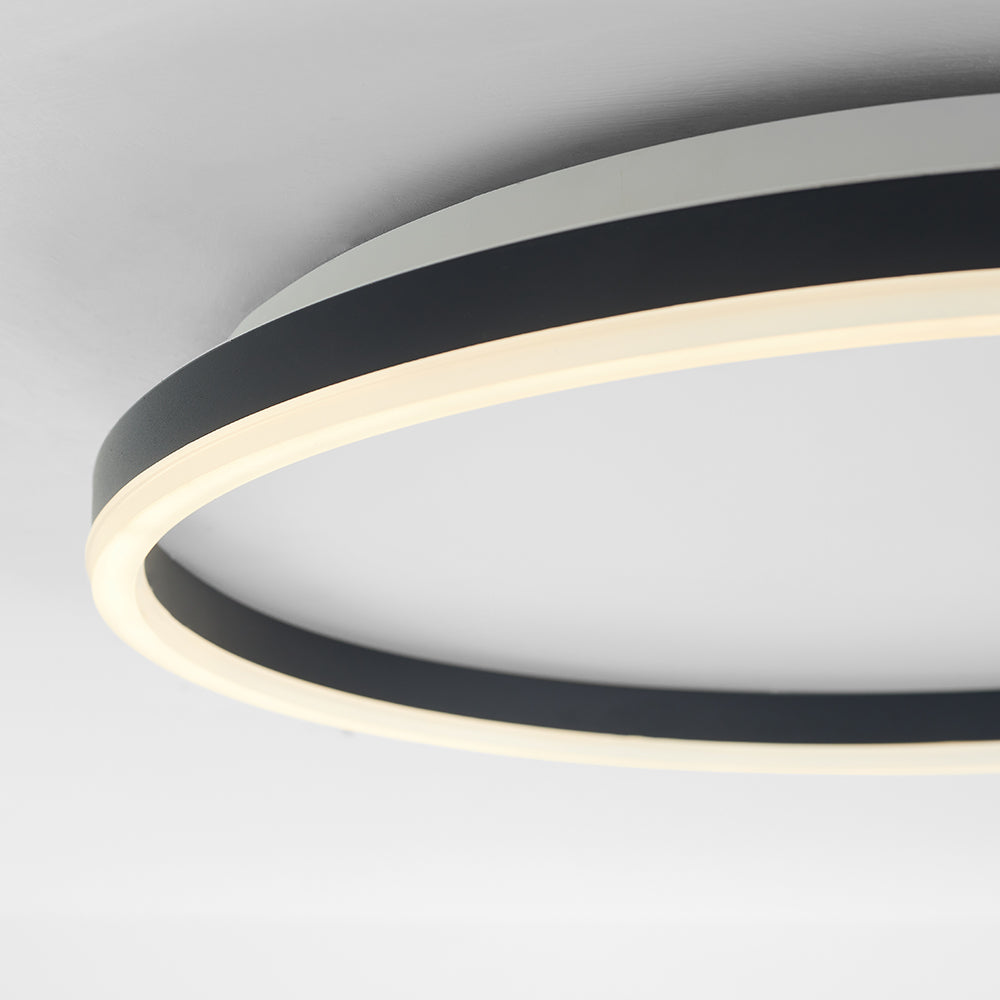 LumiRing | LED-Deckenleuchte – Moderne Runde Lampe in Schwarz & Gold, Dimmbar, Metall-Design für Wohnzimmer & Schlafzimmer, Elegante Innenbeleuchtung
