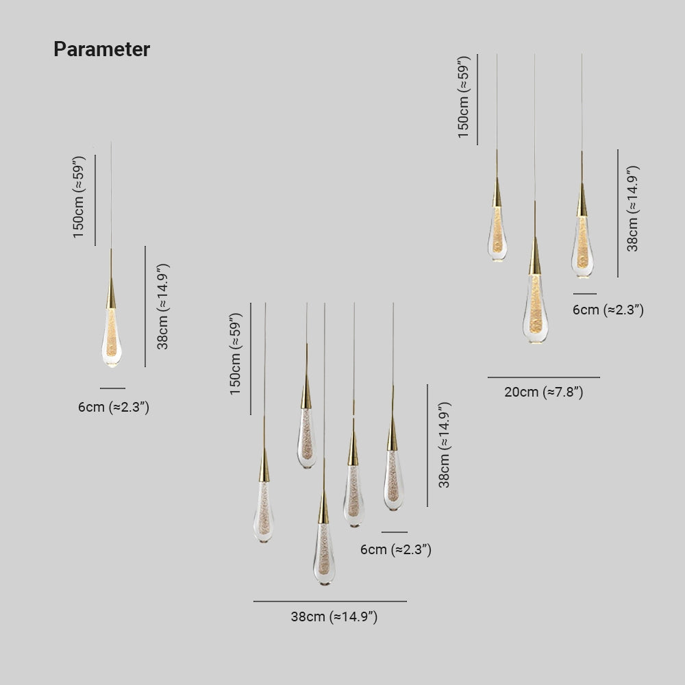 GoldenGlow | Elegante LED Pendelleuchte Tropfenform Gold – Kristall/Metall für Schlafzimmer | 1/3/5-flammig