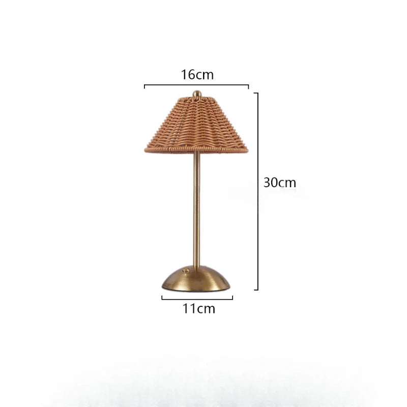 Bellora | Kabellose Tischlampe – Vintage Rattan Design mit USB-Ladefunktion 5