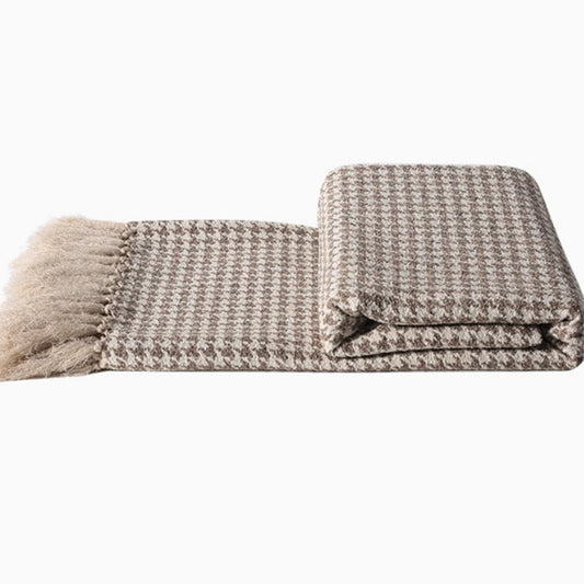 Houndira | Wurfdecke – Elegantes Houndstooth-Muster aus ultraweichem Stoff 0