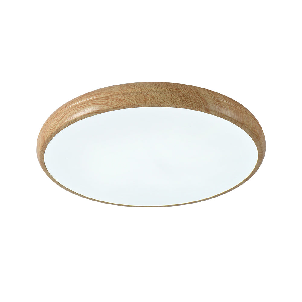 HolzPur | LED-Deckenleuchte – Runde Minimalistische Lampe mit Holzmaserung
