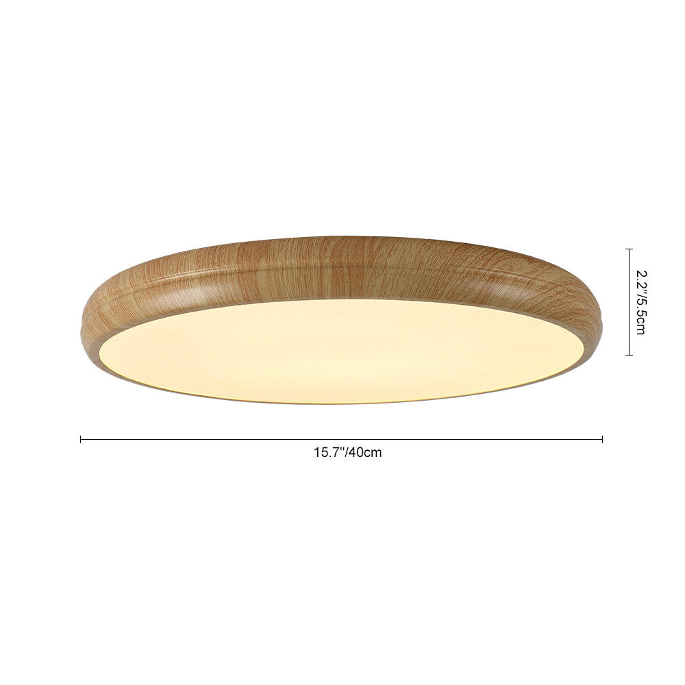 HolzPur | LED-Deckenleuchte – Runde Minimalistische Lampe mit Holzmaserung