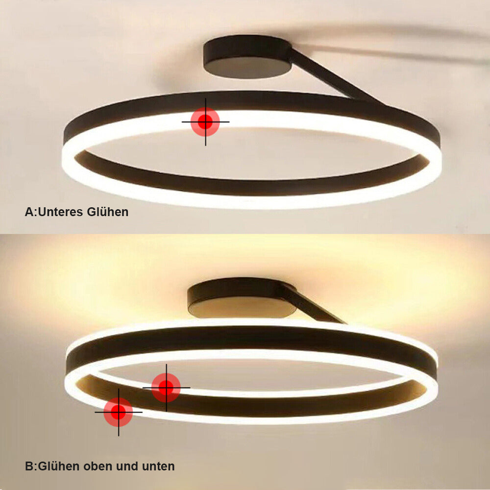 RottoLicht | Moderne LED-Deckenleuchte Ring Schwarz/Weiß – Eleganz und Funktion für Wohnzimmer & Flur