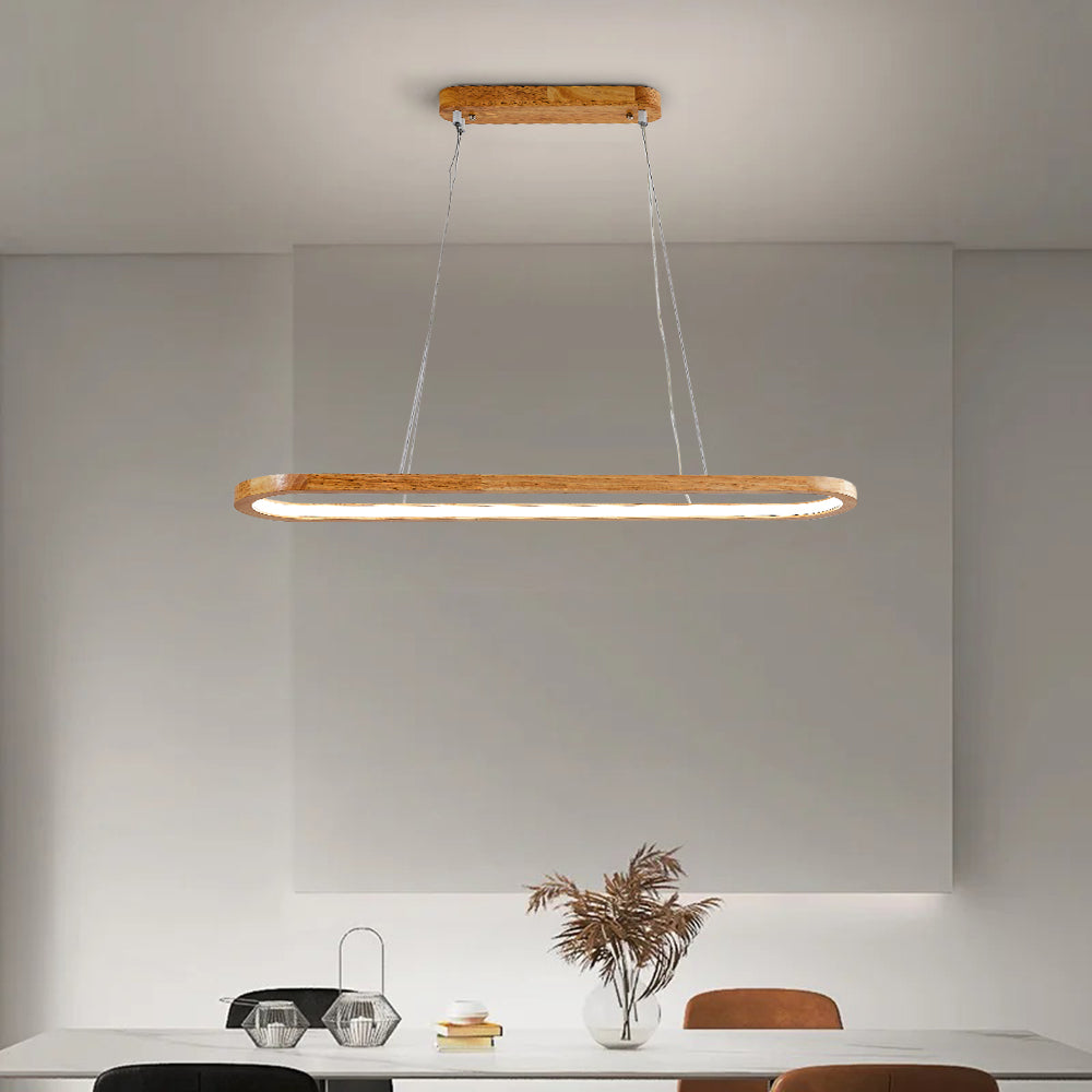 LichtGlanz Moderne Pendelleuchte Oval Holzfarbig Schlafzimmer Holz & Acryl Ceiling lights