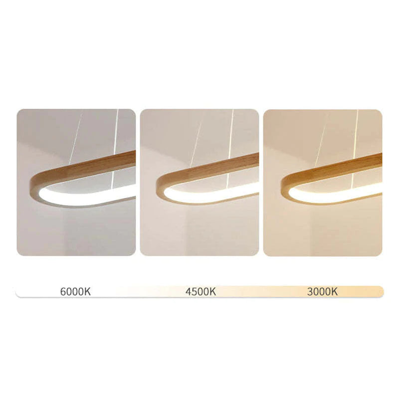 LichtGlanz Moderne Pendelleuchte Oval Holzfarbig Schlafzimmer Holz & Acryl Ceiling lights