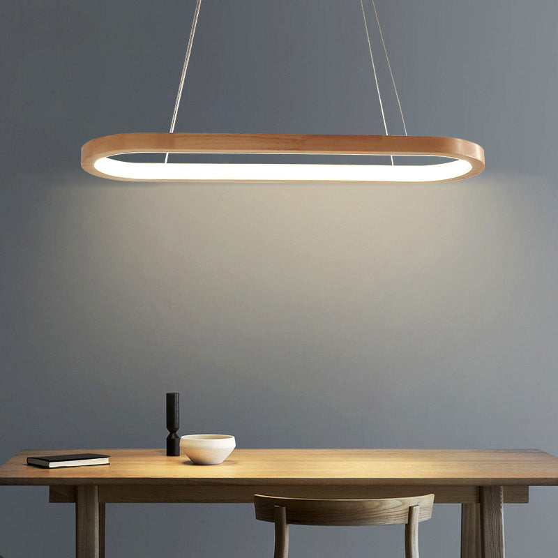 LichtGlanz Moderne Pendelleuchte Oval Holzfarbig Schlafzimmer Holz & Acryl Ceiling lights