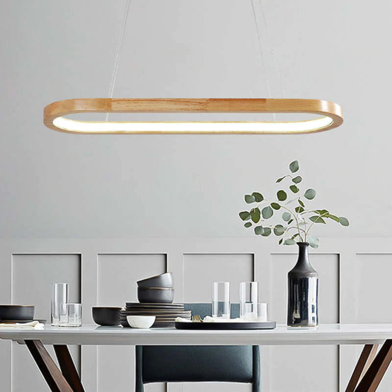 LichtGlanz Moderne Pendelleuchte Oval Holzfarbig Schlafzimmer Holz & Acryl Ceiling lights