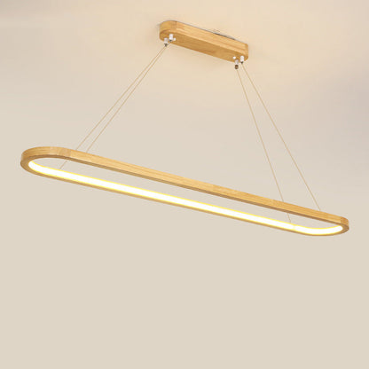 LichtGlanz Moderne Pendelleuchte Oval Holzfarbig Schlafzimmer Holz & Acryl Ceiling lights