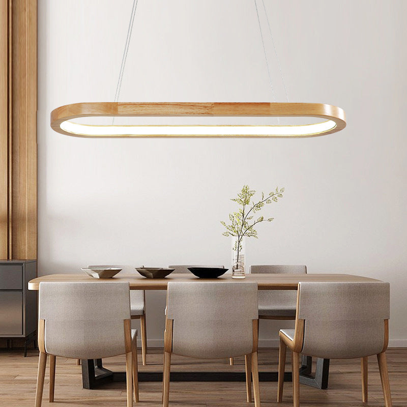 LichtGlanz Moderne Pendelleuchte Oval Holzfarbig Schlafzimmer Holz & Acryl Ceiling lights