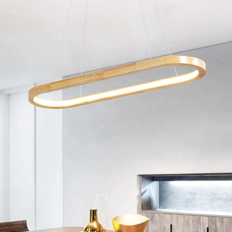 LichtGlanz Moderne Pendelleuchte Oval Holzfarbig Schlafzimmer Holz & Acryl Ceiling lights