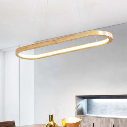 LichtGlanz Moderne Pendelleuchte Oval Holzfarbig Schlafzimmer Holz & Acryl Ceiling lights