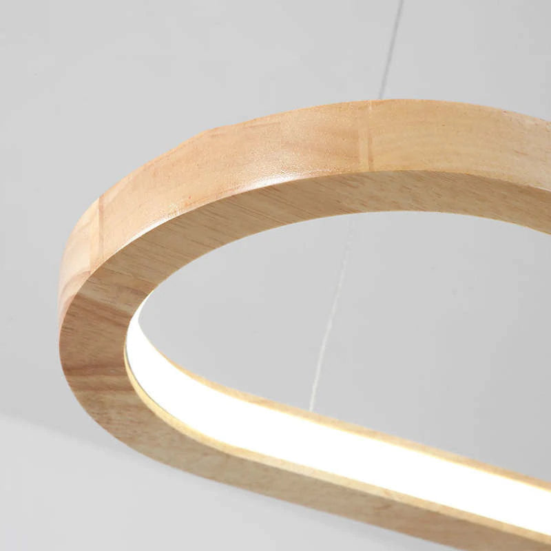 LichtGlanz Moderne Pendelleuchte Oval Holzfarbig Schlafzimmer Holz & Acryl Ceiling lights