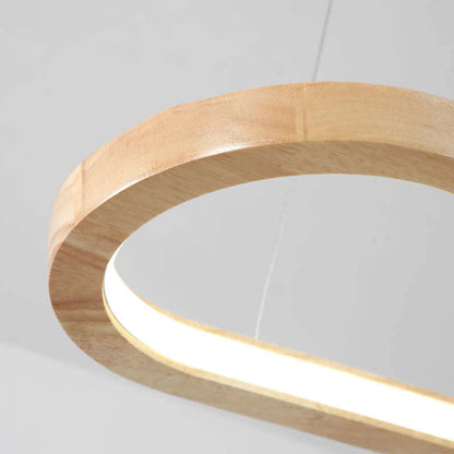 LichtGlanz Moderne Pendelleuchte Oval Holzfarbig Schlafzimmer Holz & Acryl Ceiling lights