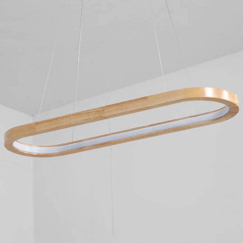 LichtGlanz Moderne Pendelleuchte Oval Holzfarbig Schlafzimmer Holz & Acryl Ceiling lights