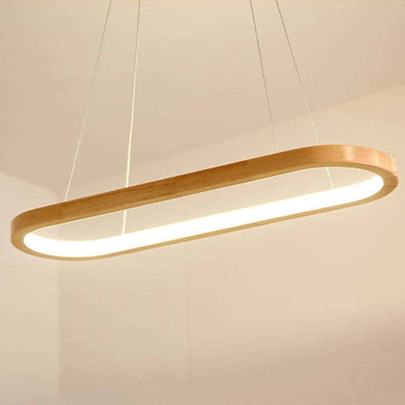 LichtGlanz Moderne Pendelleuchte Oval Holzfarbig Schlafzimmer Holz & Acryl Ceiling lights