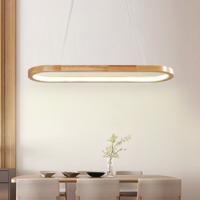 LichtGlanz Moderne Pendelleuchte Oval Holzfarbig Schlafzimmer Holz & Acryl Ceiling lights