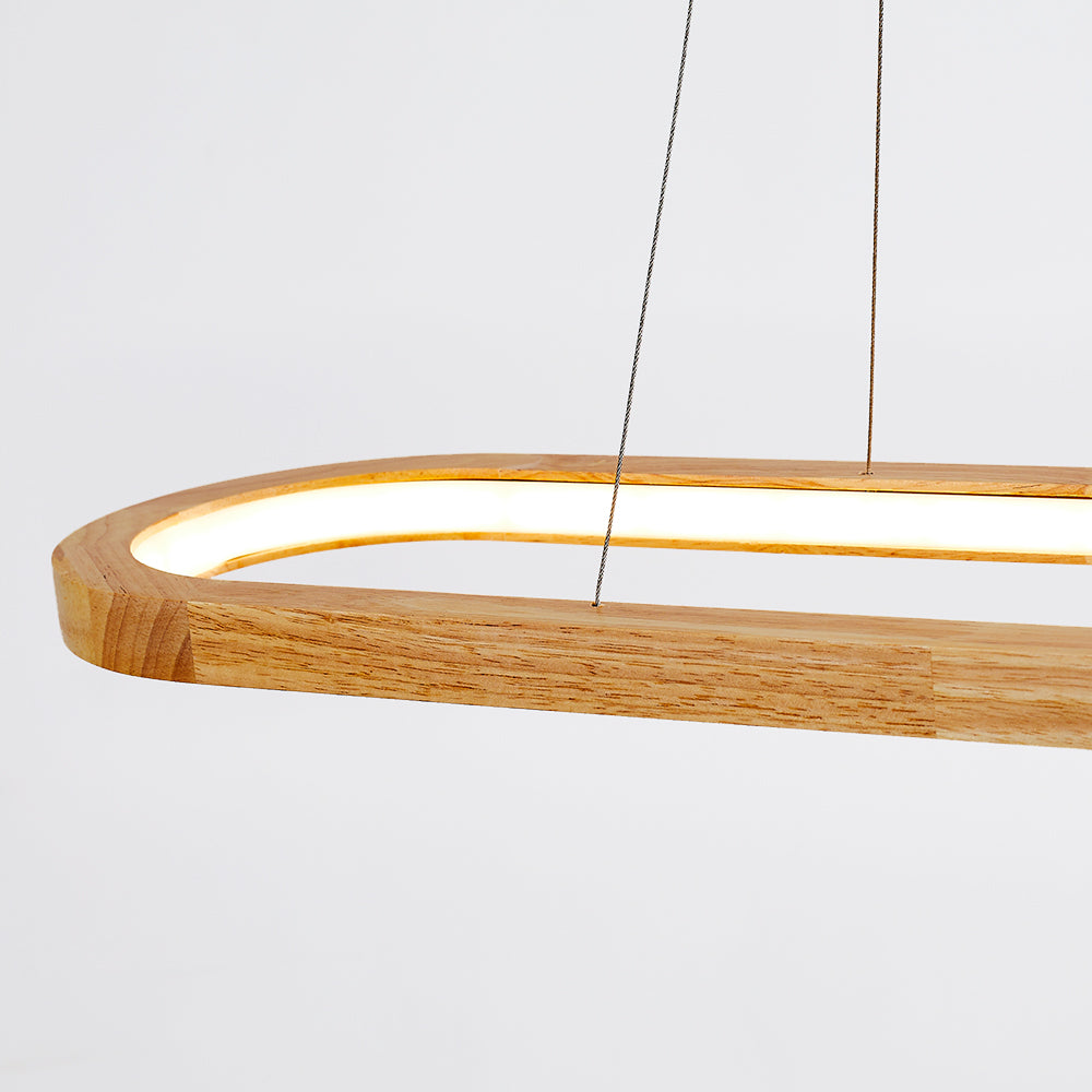 LichtGlanz Moderne Pendelleuchte Oval Holzfarbig Schlafzimmer Holz & Acryl Ceiling lights